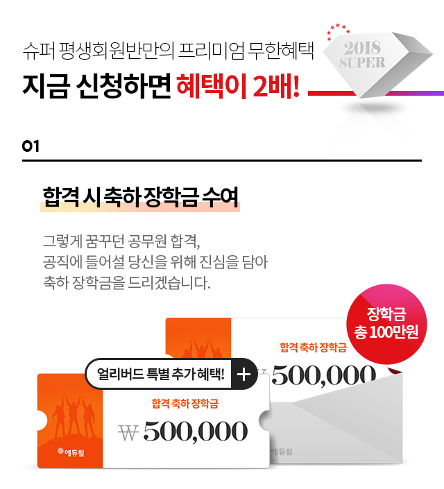 합격 시 축하 장학금 수여