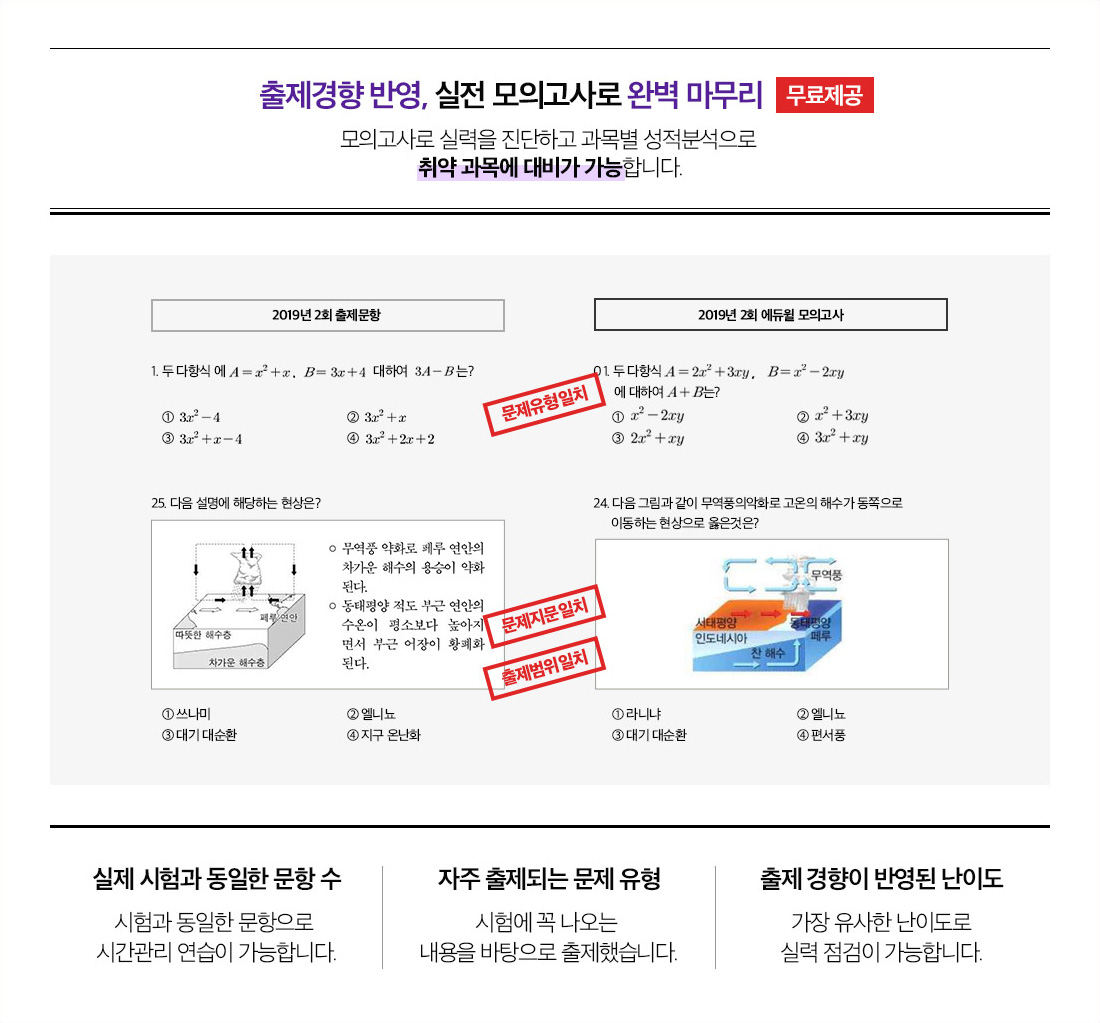 출제경향 반영, 실전 모의고사로 완벽 마무리