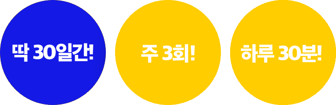딱 30일간! 주 3회! 하루 30분!