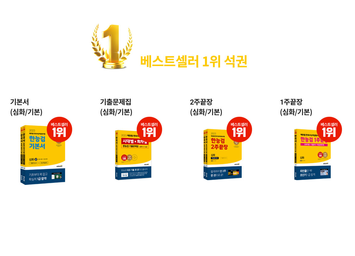 에듀윌 한국사능력검정 시험 모든 시리즈 베스트셀러 1위 석권!