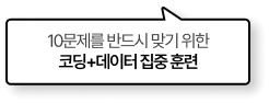 10문제를 반드시 맞기 위한 코딩+데이터 집중 훈련