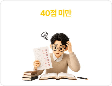 40점 미만 단 한 과목이라도 과락이면 불합격